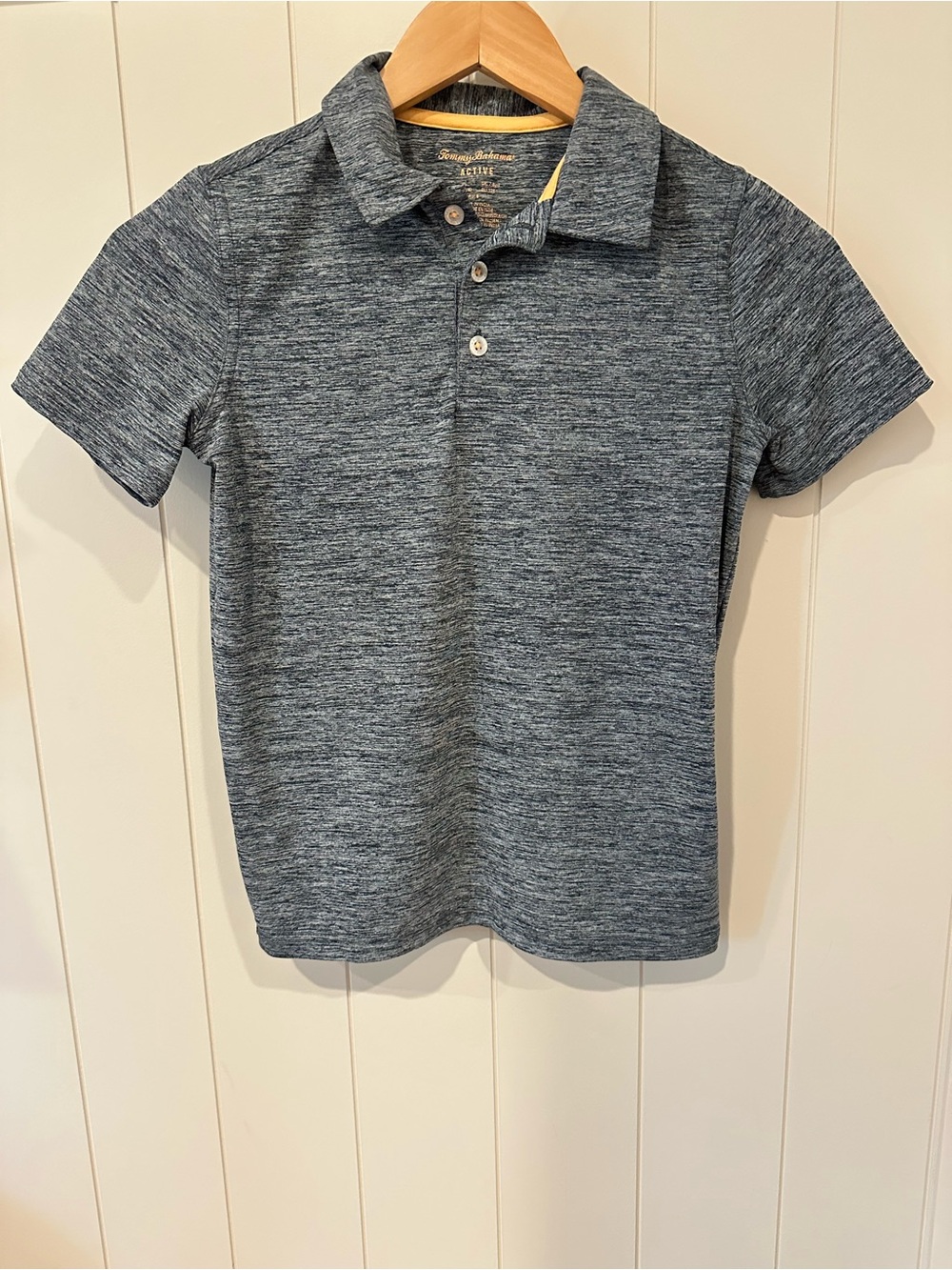 Tommy Bahama Boys Polo Blue Heather Short Sleeve Size M 7/8